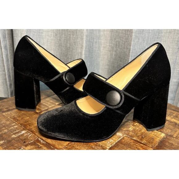 Tuckernuck Velvet Ellie Block Maryjane Heel black Size 8 - Picture 4 of 16